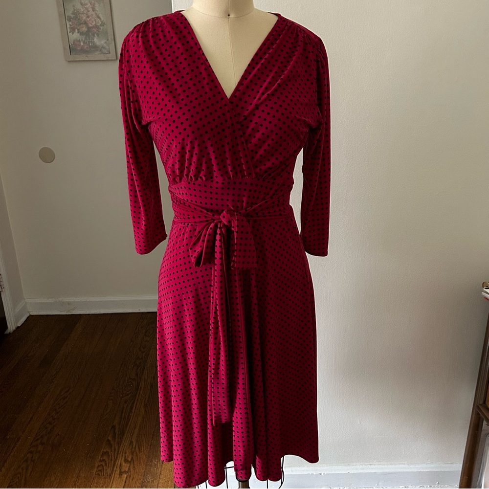 1980s/90s Karina Long Sleeved Polka Dot Dress.